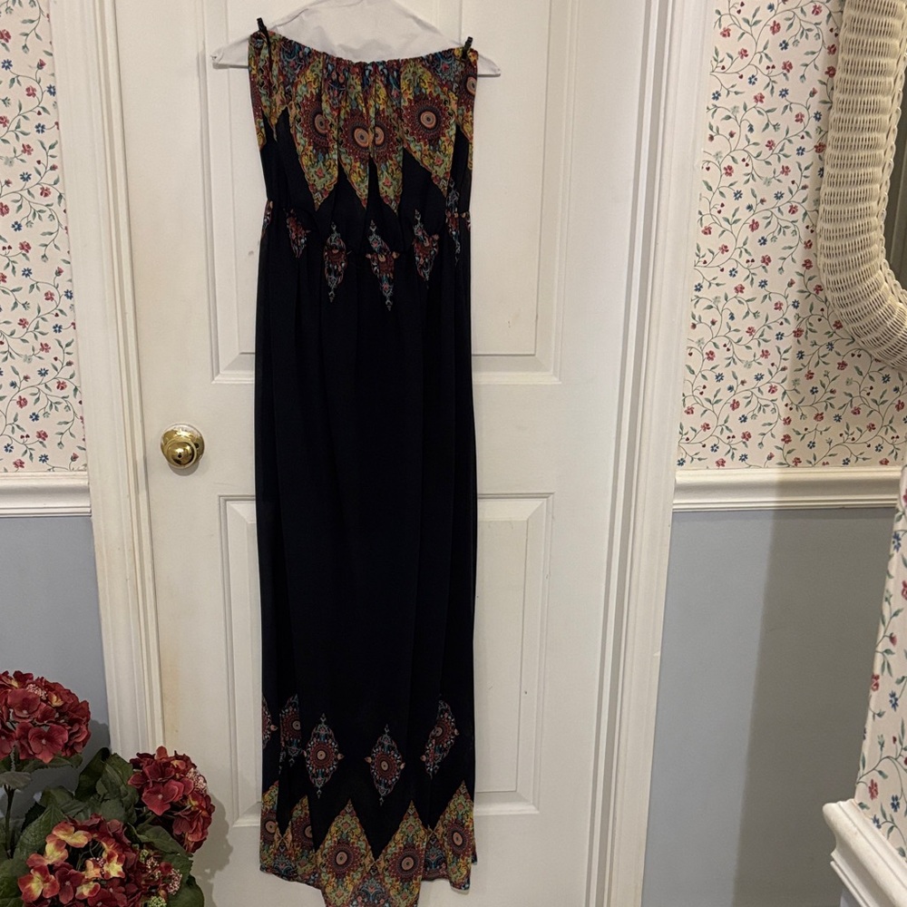 Love Tree Navy Maxi Dress with Multicolor Patterns